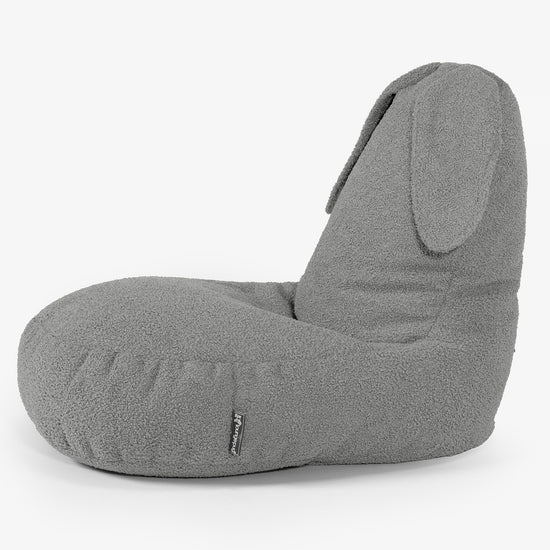 Fauteuil Pouf Enfant Animal Lapin 2-6 ans - Bouclé Gris 02