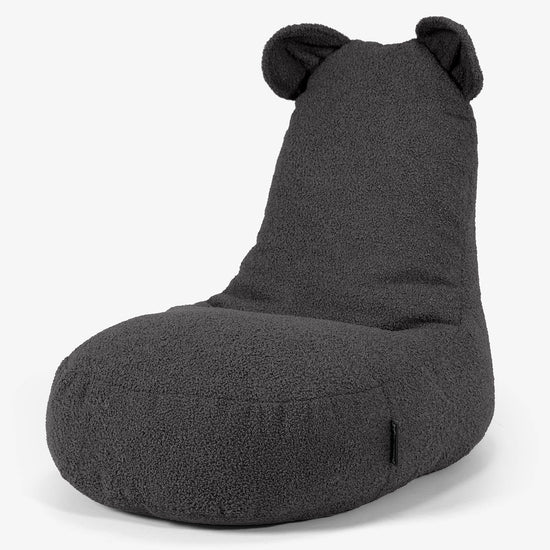 Fauteuil Pouf Enfant Animal Ourson 2-6 ans - Bouclé Anthracite 01