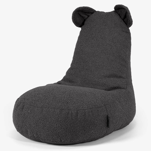 Fauteuil Pouf Enfant Animal Ourson 2-6 ans - Bouclé Anthracite 01