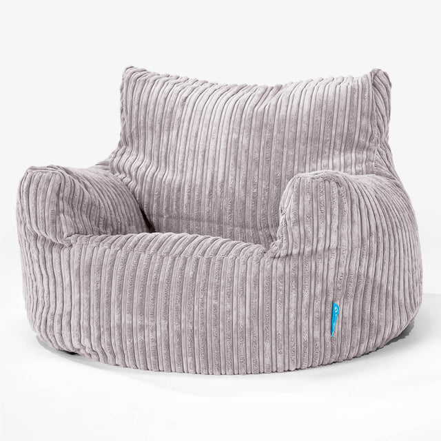 Fauteuil Pouf Enfant 3-8 ans - Côtelé Gris Argent 01