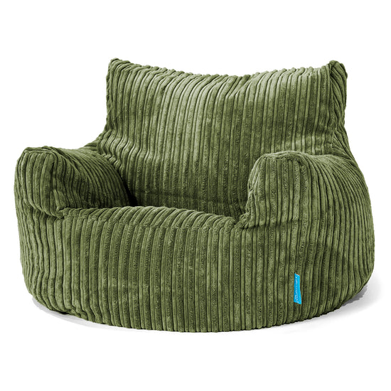 Fauteuil Pouf Enfant 3-8 ans - Côtelé Vert Forêt 01