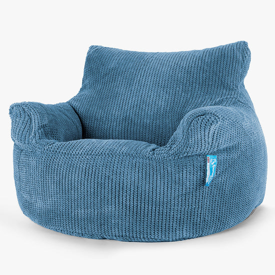Fauteuil Pouf Enfant 3-8 ans - Pompon Bleu Ciel 01