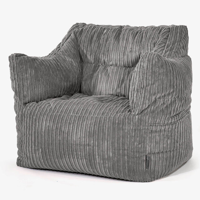 Fauteuil Pouf Victor - Côtelé Anthracite 01