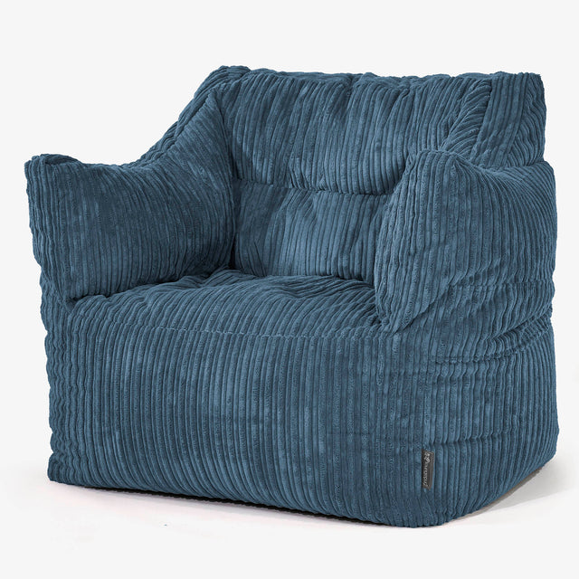 Fauteuil Pouf Victor - Côtelé Bleu Marine 01