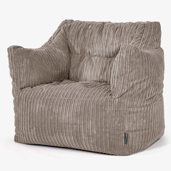 Fauteuil Pouf Victor - Côtelé Grège 01