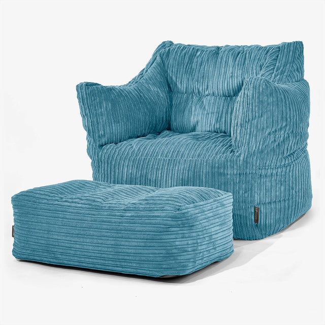 Fauteuil Pouf Victor - Côtelé Mer Égée 02