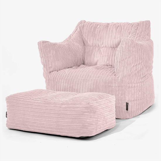 Fauteuil Pouf Victor - Côtelé Rose 02
