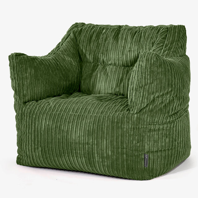 Fauteuil Pouf Victor - Côtelé Vert Forêt 01