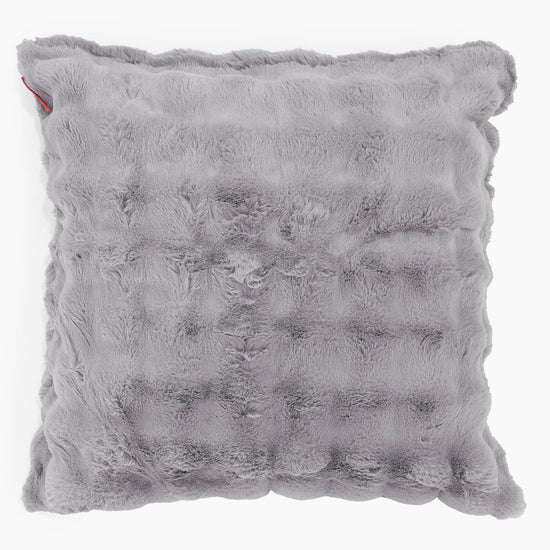 Grand Housse de Coussin 70 x 70cm - Fausse Fourrure à Bulles Gris 01
