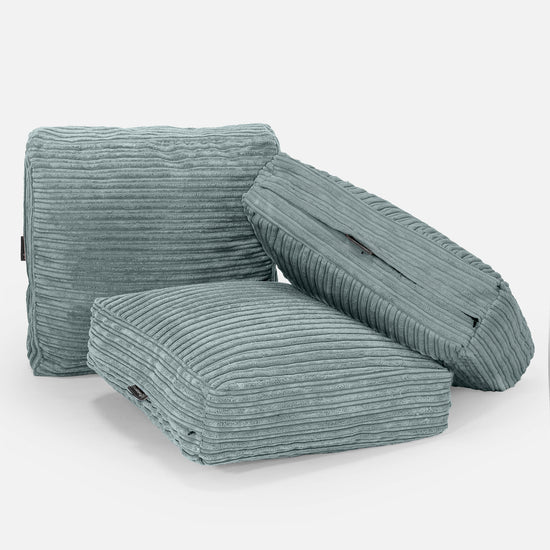 Grand Coussin de Sol - Côtelé Verte Menthe 04