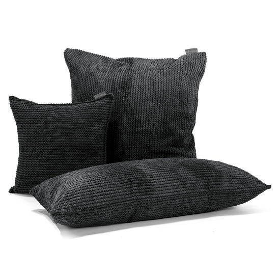 Grand Housse de Coussin 70 x 70cm - Pompon Noir 04