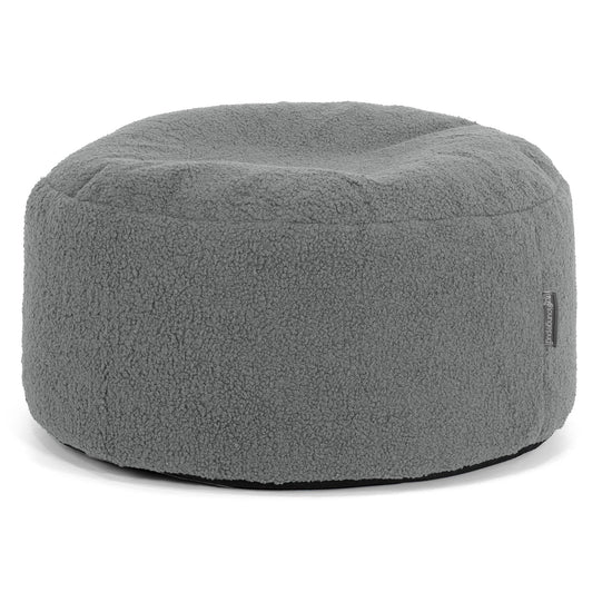 Grand Repose-pied Rond - Bouclé Gris 01