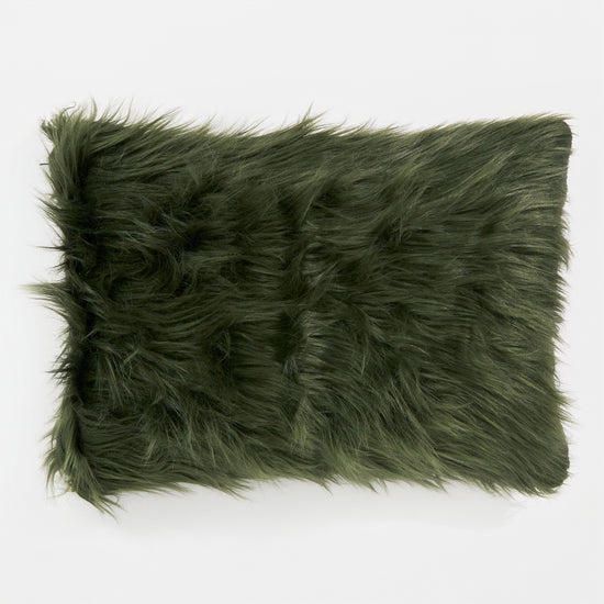 Housse de Coussin Rectangulaire 35 x 50cm - Imitation fourrure à poils longs Vert sauge 01