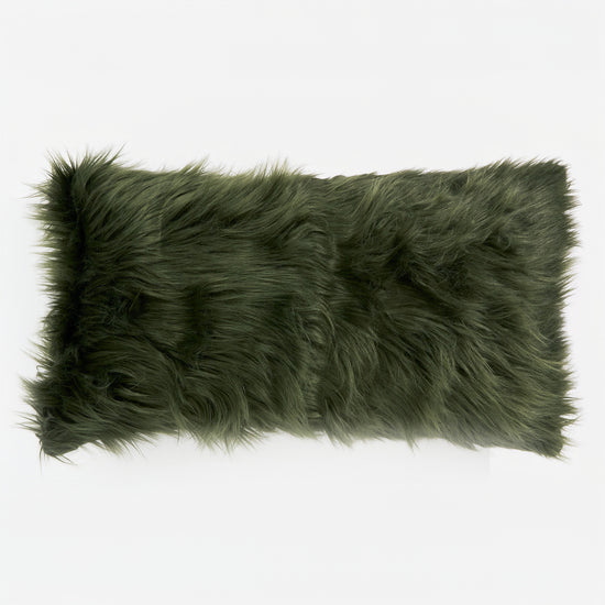 Housse de Coussin Rectangulaire Géant 40 x 70cm - Imitation fourrure à poils longs Vert sauge 01