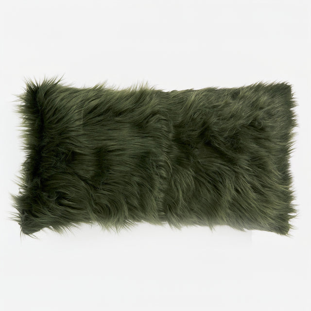 Housse de Coussin Rectangulaire Géant 40 x 70cm - Imitation fourrure à poils longs Vert sauge 01