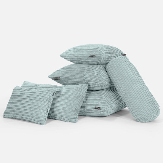 Housse de Coussin Rectangulaire Géant 40 x 70cm - Côtelé Verte Menthe 04