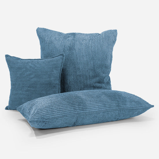 Housse de Coussin Rectangulaire Géant 40 x 70cm - Pompon Bleu Ciel 03