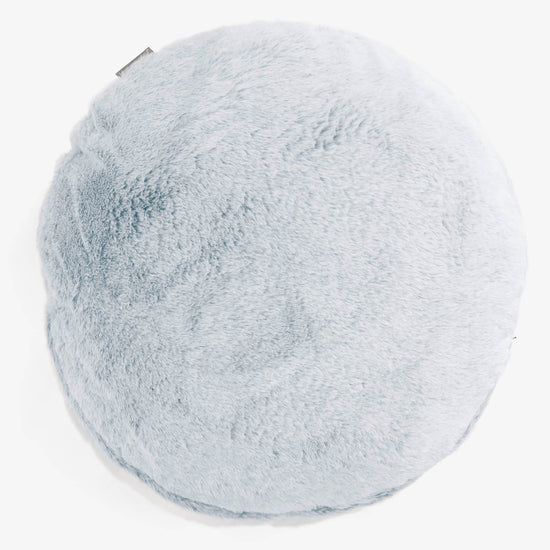 Housse de Coussin Rond 50cm - Fausse Fourrure Lapin Bleu Pastel 01
