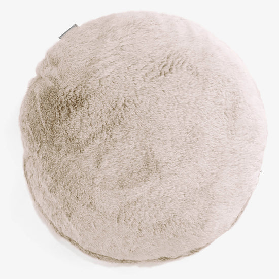 Housse de Coussin Rond 50cm - Fausse Fourrure Lapin Brun Doré 01