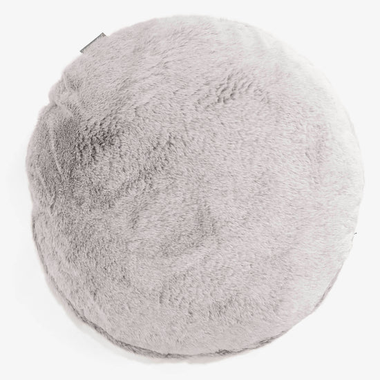 Housse de Coussin Rond 50cm - Fausse Fourrure Lapin Gris clair 01