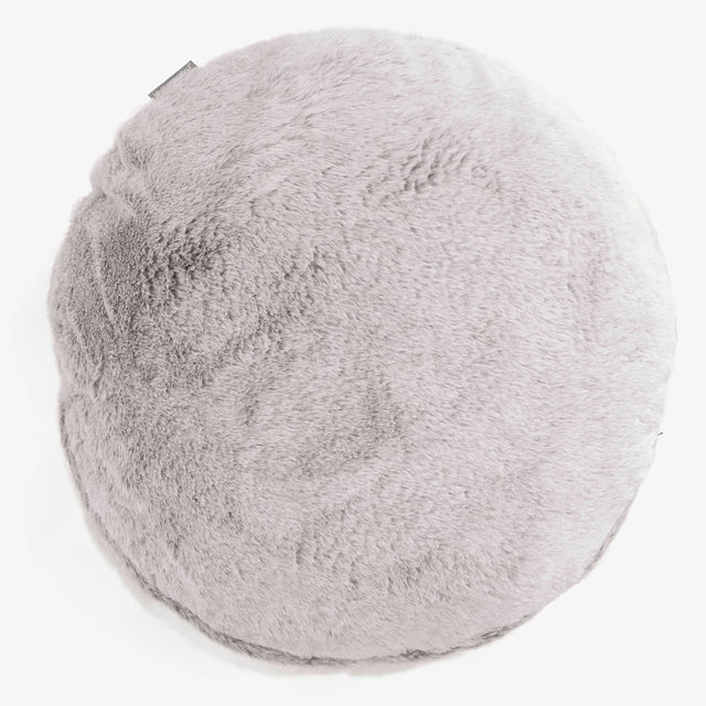 Housse de Coussin Rond 50cm - Fausse Fourrure Lapin Gris clair 01