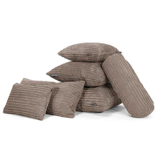 Housse de Traversin 20 x 55cm - Côtelé Grège 04