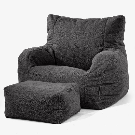 Joséphine Pouf Fauteuil Design - Bouclé Anthracite 02