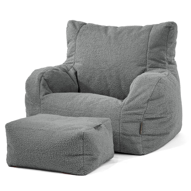 Joséphine Pouf Fauteuil Design - Bouclé Gris 02