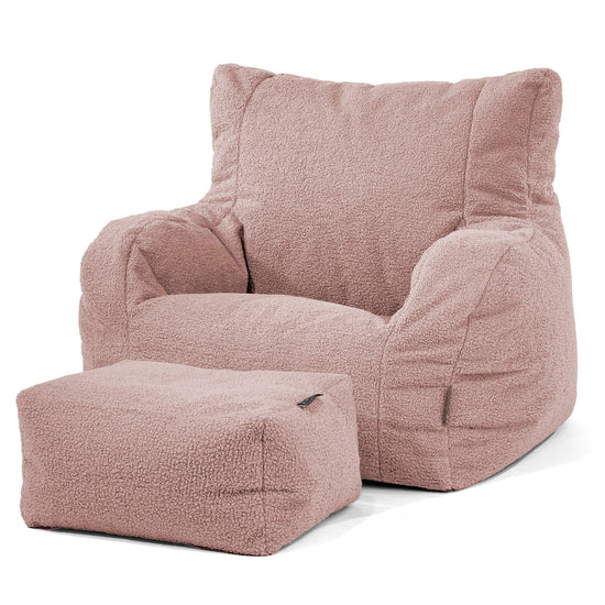 Joséphine Pouf Fauteuil Design - Bouclé Rose 02