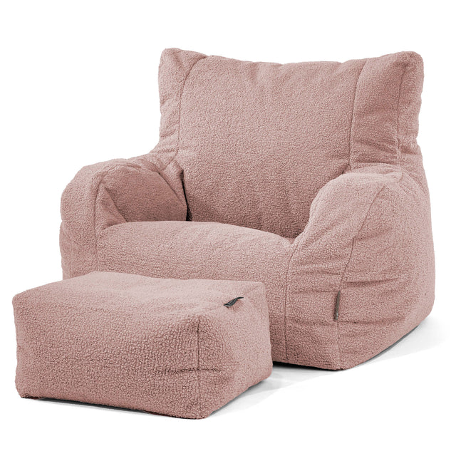 Joséphine Pouf Fauteuil Design - Bouclé Rose 02