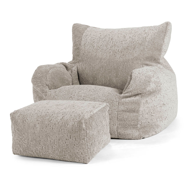 Joséphine Pouf Fauteuil Design - Chenille Luxe Gris 02