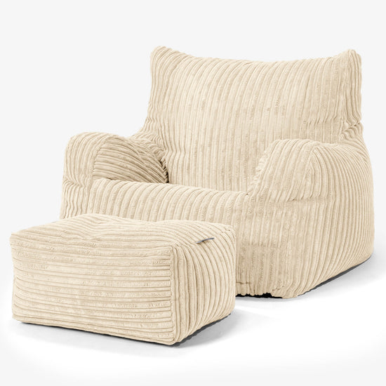 Joséphine Pouf Fauteuil Design - Côtelé Crème 02