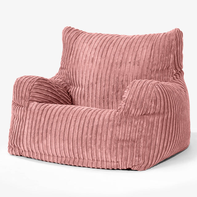 Joséphine Pouf Fauteuil Design - Côtelé Pêche 01