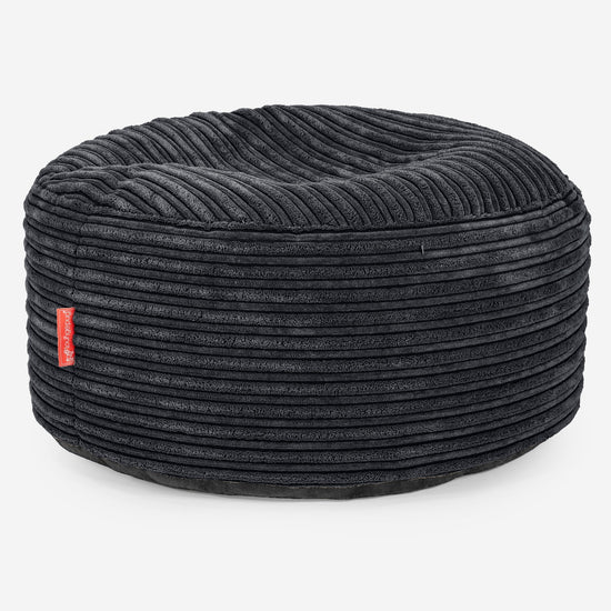 Pouf Ottoman avec Plateau - Côtelé Noir 03