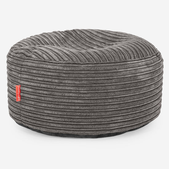 Pouf Ottoman avec Plateau - Côtelé Anthracite 03