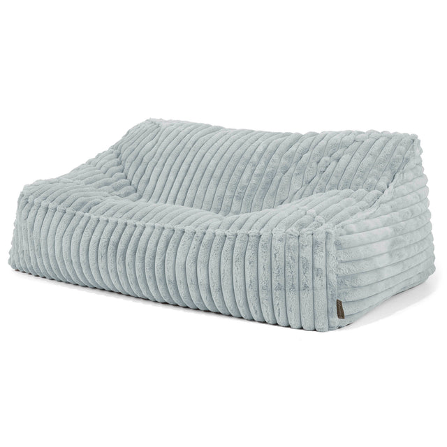 Le Canapé Pouf Doudou - Velours Côtelé Ultra Pelucheux Bleu Dragé 01