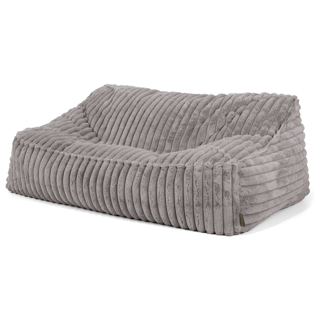 Le Canapé Pouf Doudou - Velours Côtelé Ultra Pelucheux Gris 01