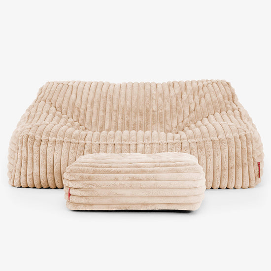 Le Canapé Pouf Doudou - Velours Côtelé Ultra Pelucheux Pêche 03