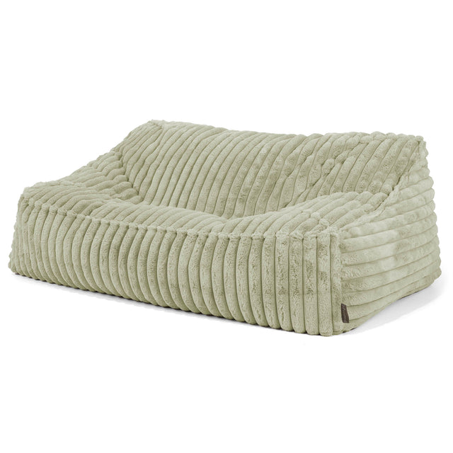 Le Canapé Pouf Doudou - Velours Côtelé Ultra Pelucheux Vert Sauge 01