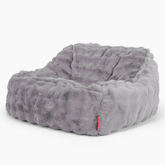 Le Pouf Doudou - Fausse Fourrure à Bulles Gris 01