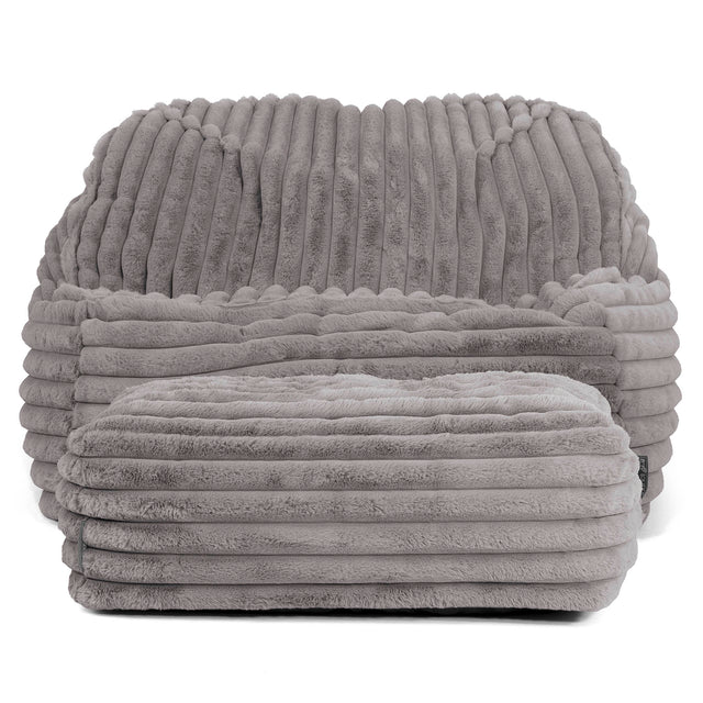Le Pouf Doudou - Velours Côtelé Ultra Pelucheux Gris 03