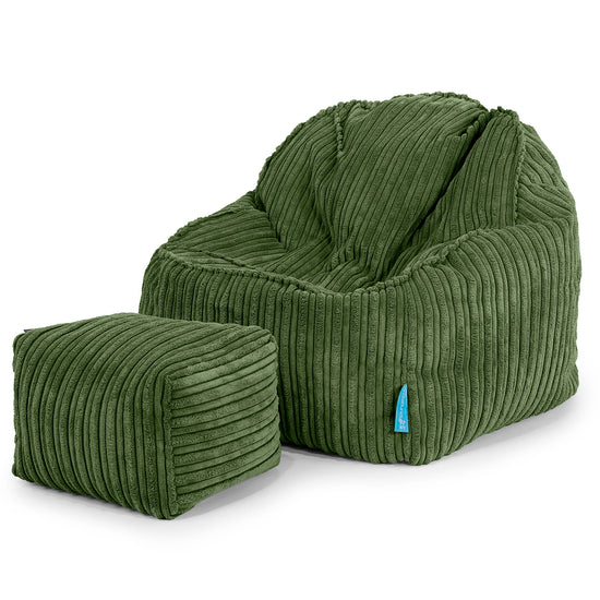 Le Pouf Enfant Doudou 2-6 ans - Côtelé Vert Forêt 03