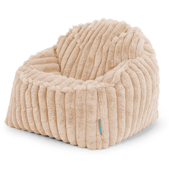 Le Pouf Enfant Doudou 2-6 ans - Velours Côtelé Ultra Pelucheux Pêche 01