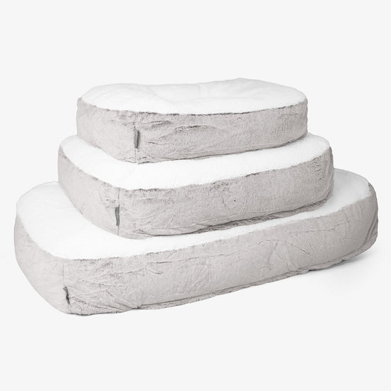 Lit pour Chien, Taille XL - Fausse Fourrure Lapin Gris clair 02