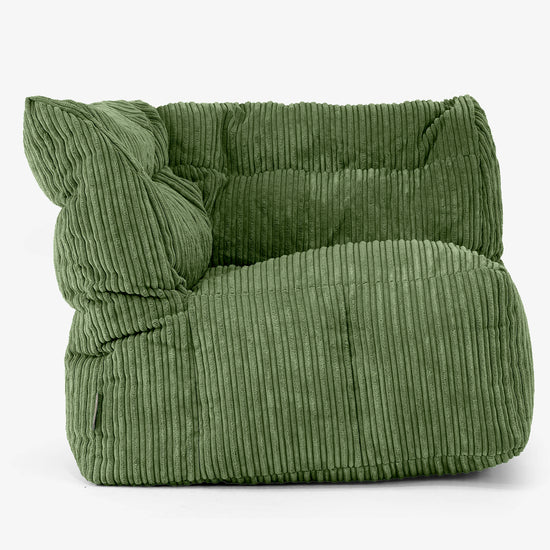 Modulaire Canapé Pouf, Élément Angle Droit - Côtelé Vert Forêt 01