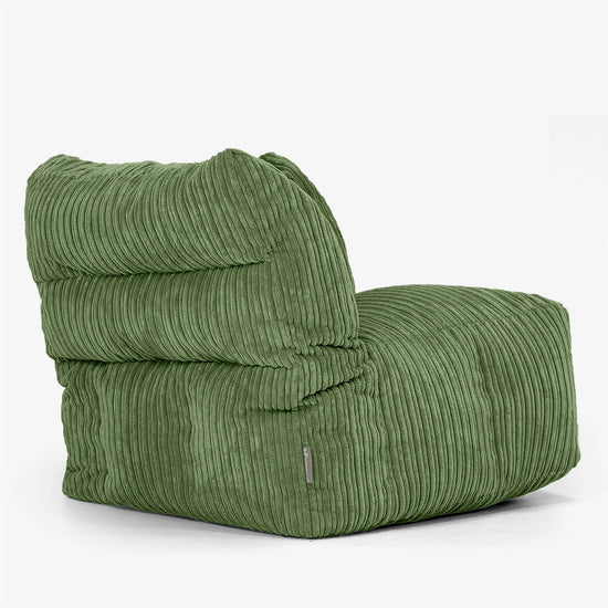 Modulaire Canapé Pouf, Élément Angle Gauche - Côtelé Vert Forêt 03