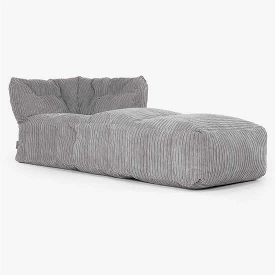 Modulaire Canapé Pouf, Élément Méridienne Droite - Côtelé Anthracite 01