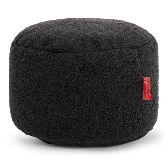 Petit Repose-pieds Rond - Bouclé Anthracite 01