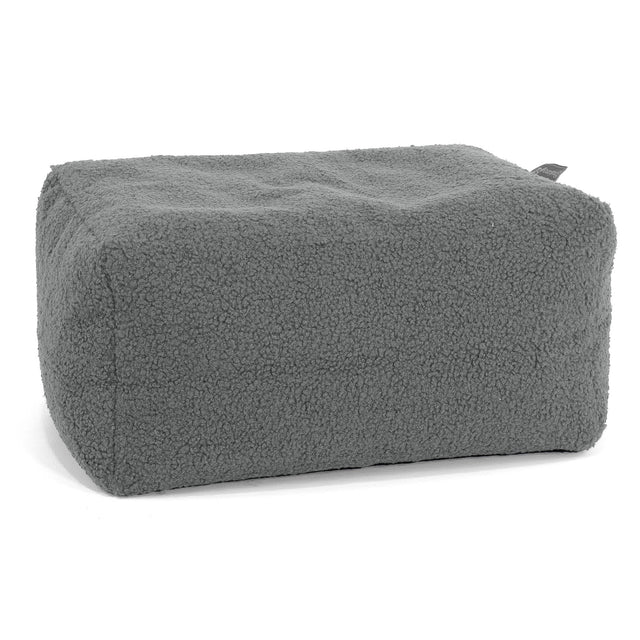 Petit Repose-pieds Rond - Bouclé Gris 01