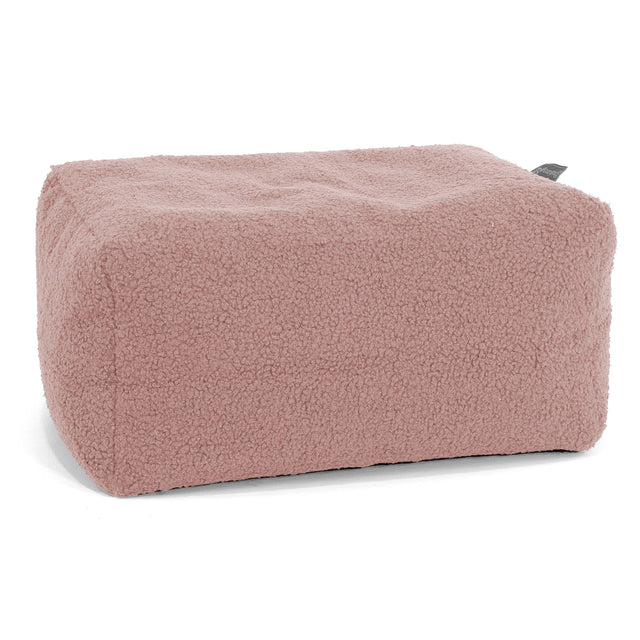 Petit Repose-pieds Rond - Bouclé Rose 01